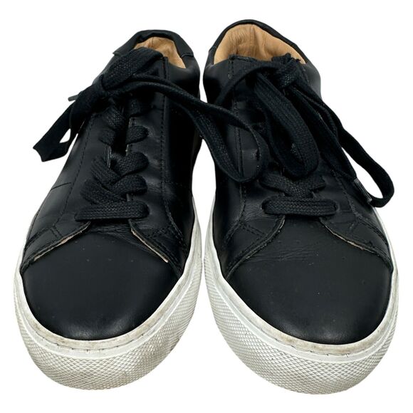 Greats Brooklyn Leather Sneakers Shoes Women’s US 7 Black Round Toe Lace Up - Picture 2 of 9